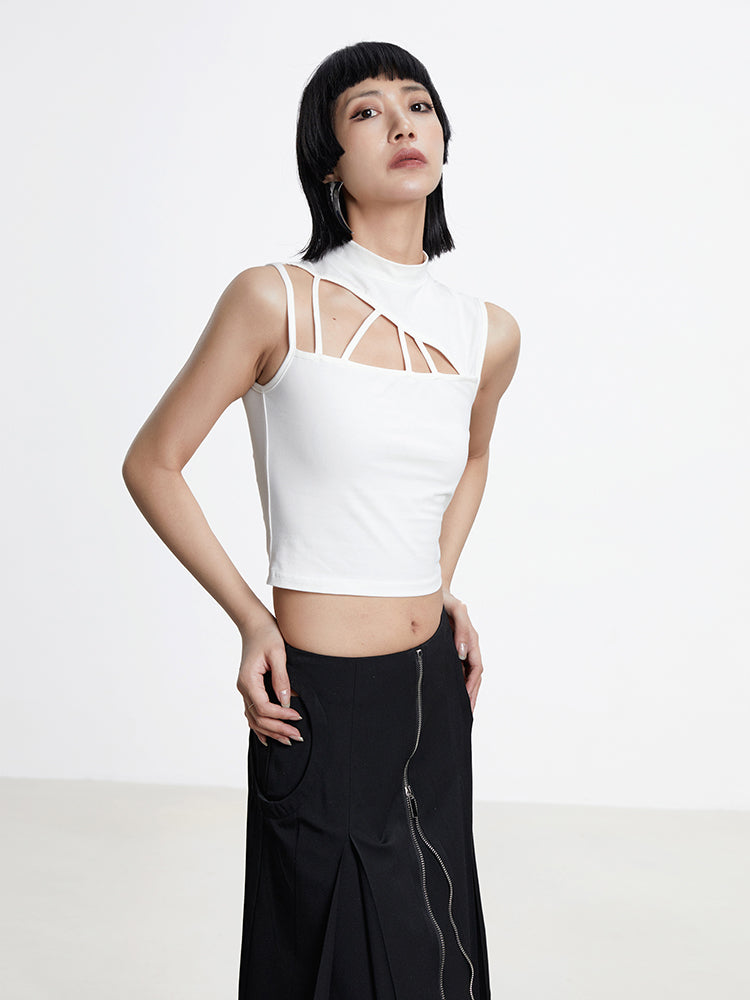 Nichi Asymemtry Cropped Tight Cutsew