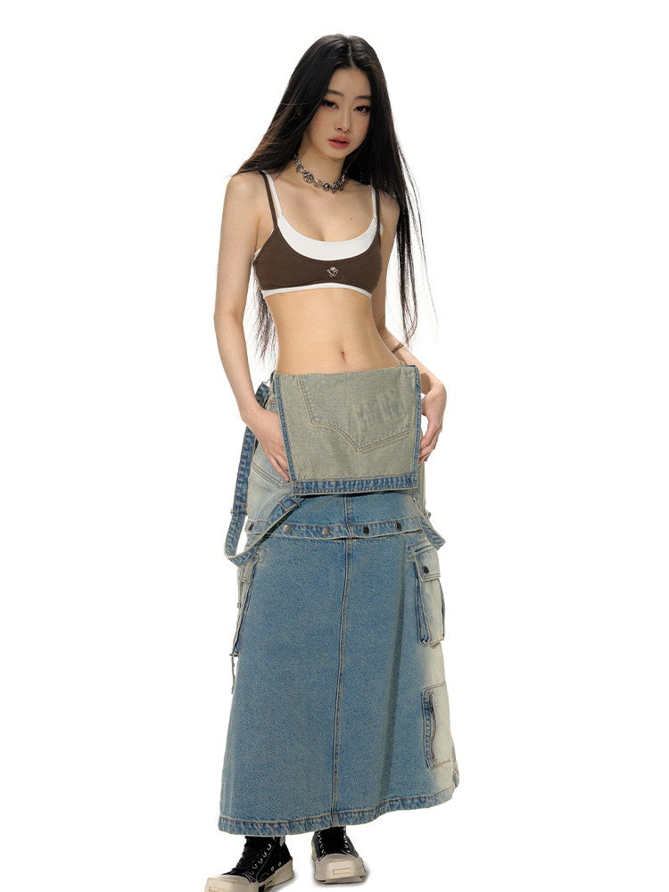 3Way Denim Washed Casual Nichi Skirt