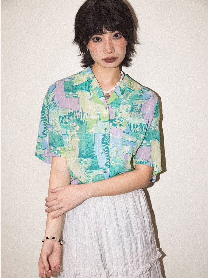 Refreshing Oversize Handwrite Flower Shirt