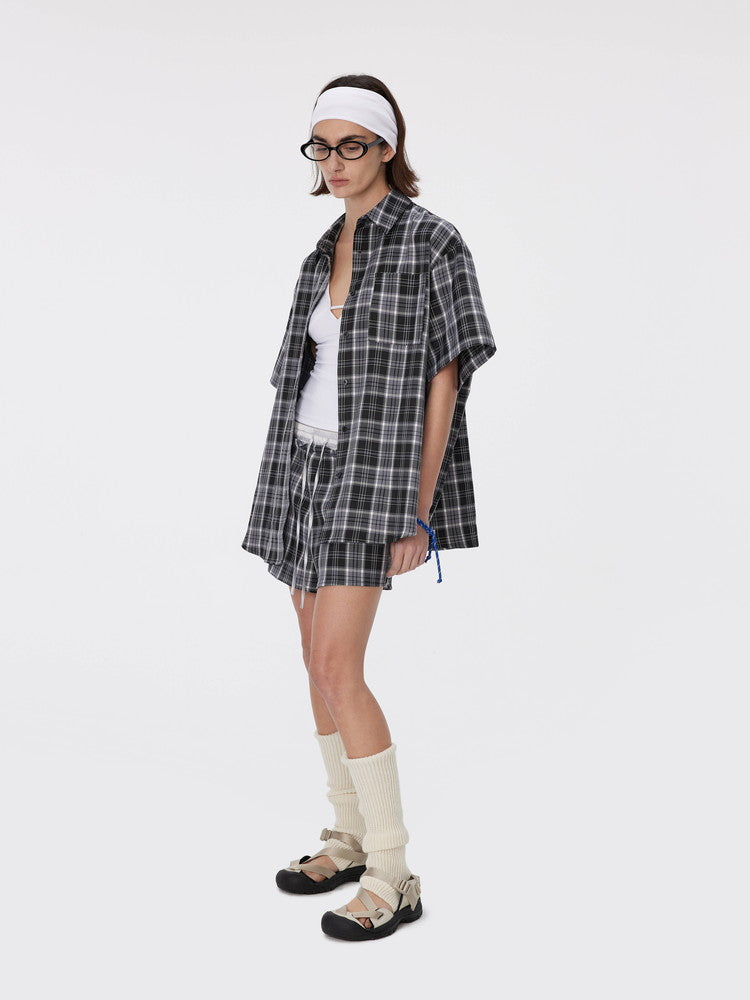 Checked Drawstring Casual Relax Short-Pants