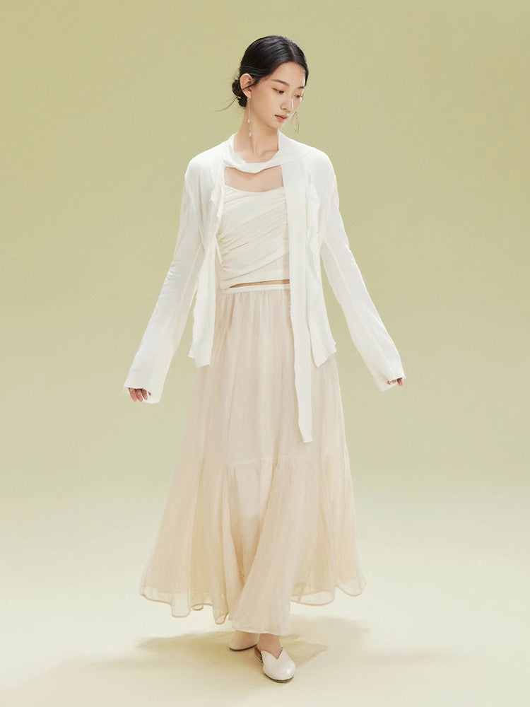 Nichi Asymmetry Plain Natural Shirt