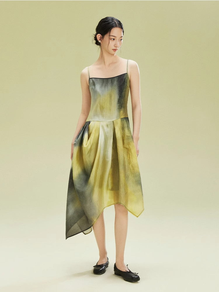 Tie-Dye Asymemtry Gradation Camisole Dress