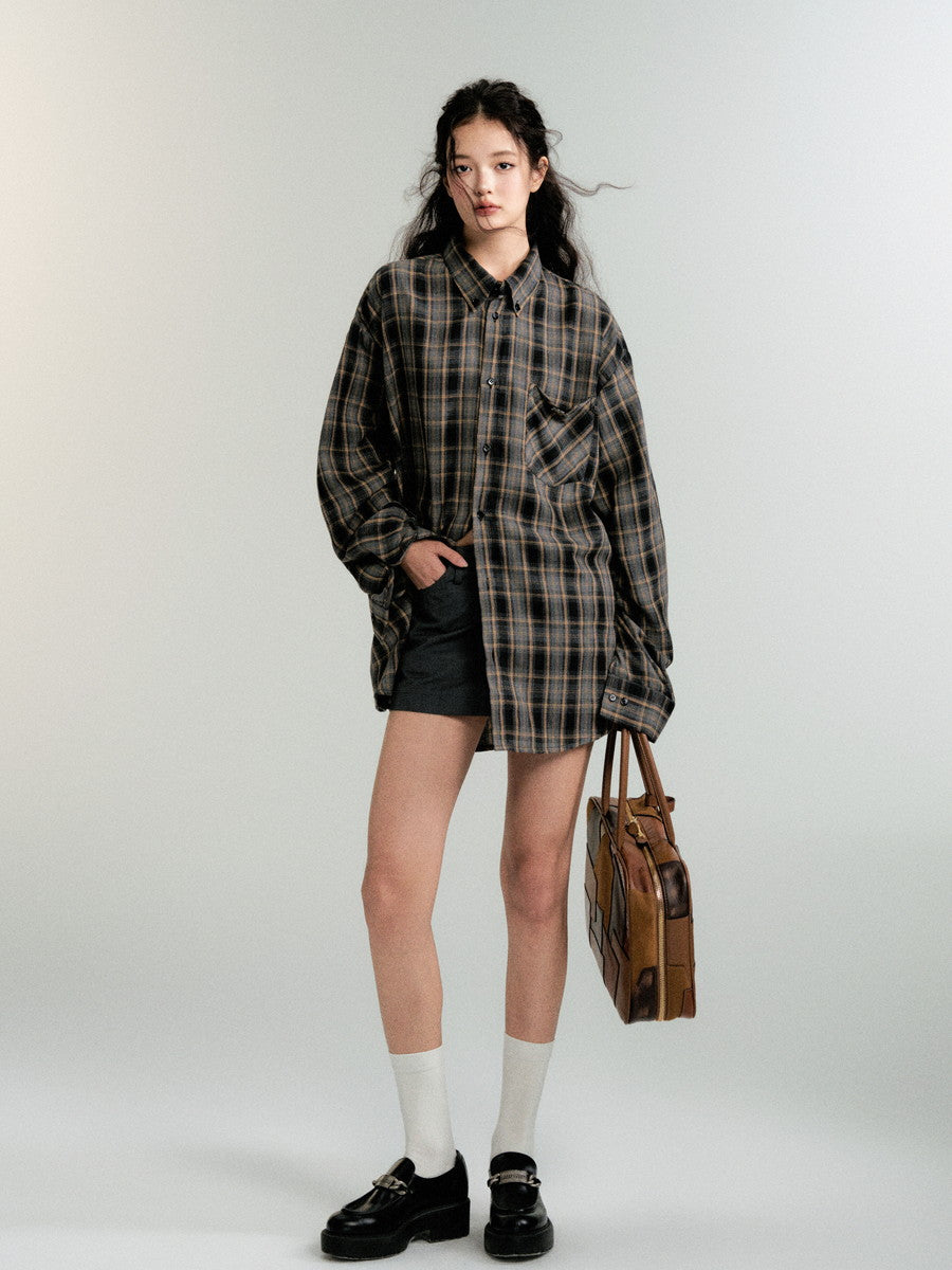 Checked Ovresize Casual Flannel-Shirt