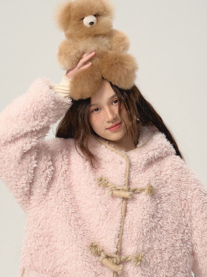 Ovresize Hoddie Rope Fluffily Warm Boa-Coat