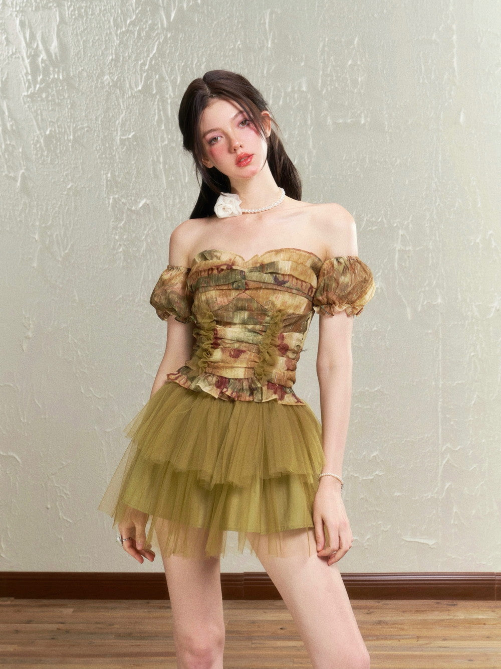 Retro Chic Rose Tulle Frle Tube-top-top-Skirt