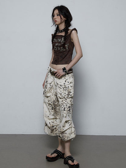 Leopard Casual Wide Half-Pants