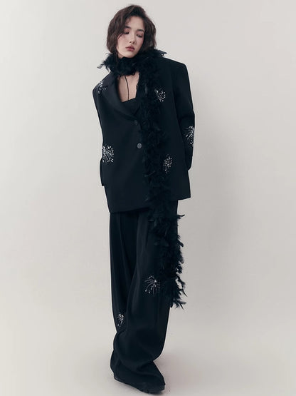 Sut-Up Sequins Nichi Oversize Cool Jacket＆Wide-Pants