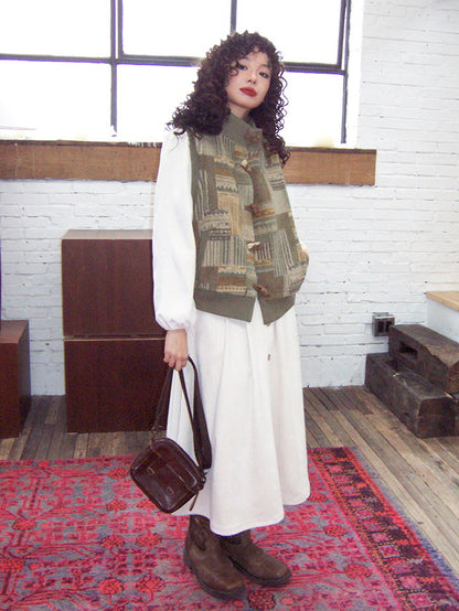 Knit Retro Patchwork Ovresize Vest