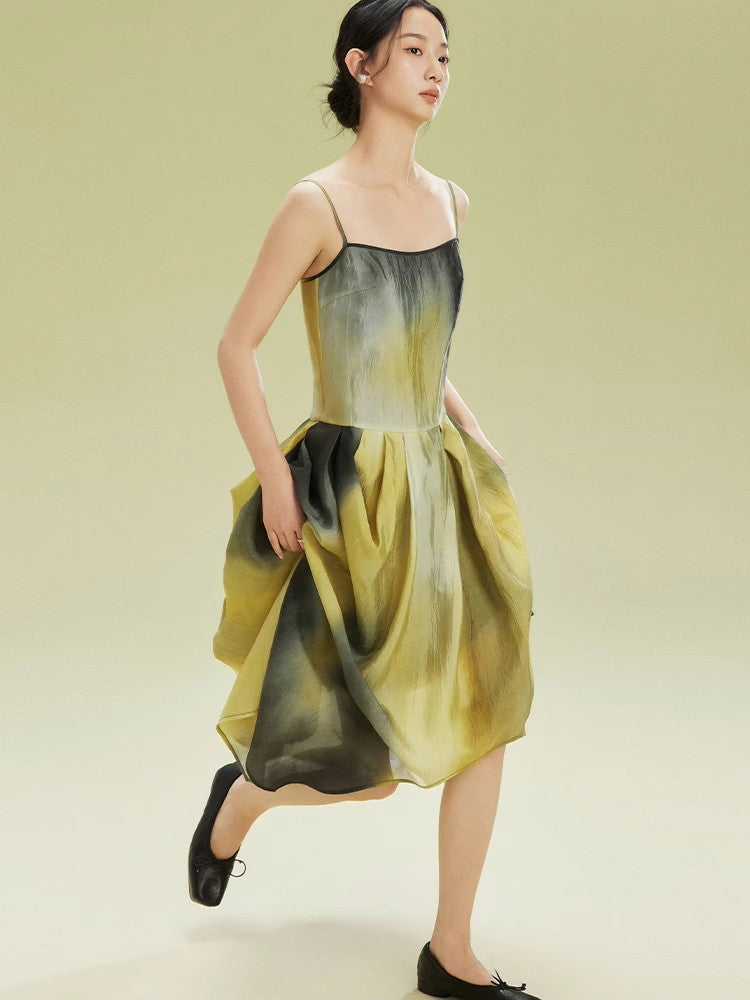 Tie-Dye Asymemtry Gradation Camisole Dress