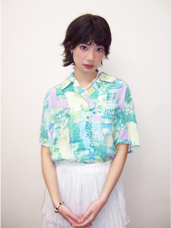 Refreshing Oversize Handwrite Flower Shirt