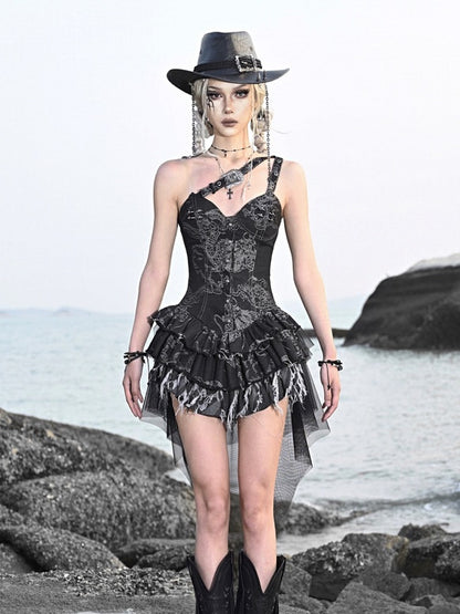 Gothic Body-conscious Fish-tail Denim-Dress