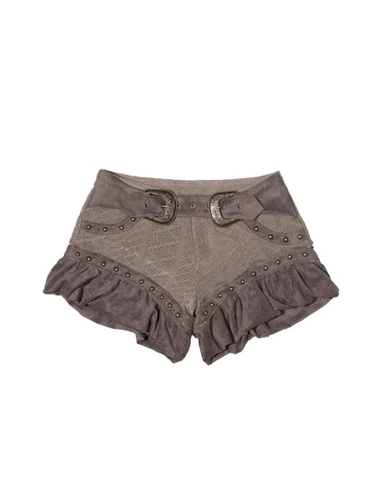 Frill Balloon Studs Retro Short-Pants