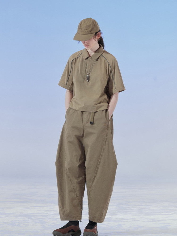 Natural Casual Loose Cover Plain Balloon-Pants