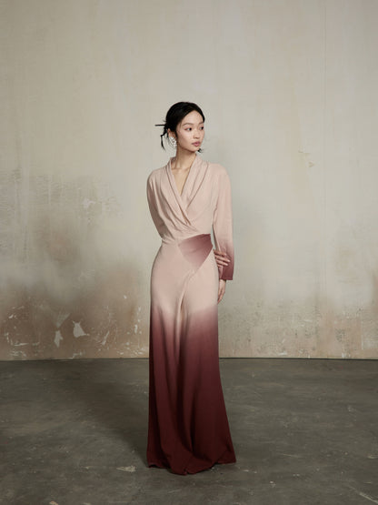 Cache-Coeur Classy Gradation Slim Elegant Long One-Piece