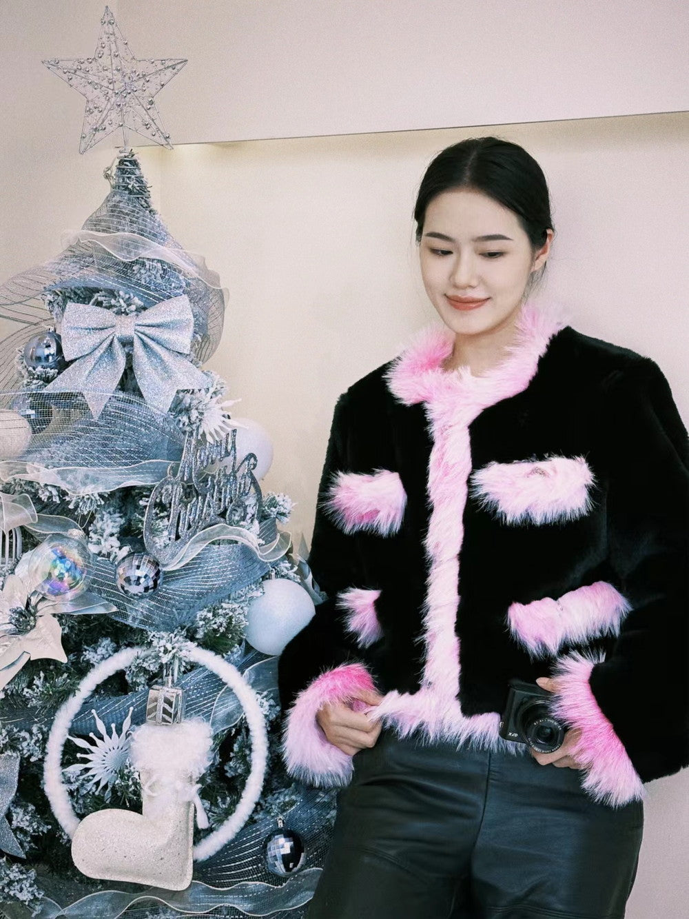 Elegant Chic Monotone Luxury Warm Fur-Jacket