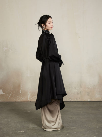 Drape Classy Nichi Oversize Thin Asymmetry Long-Shirt