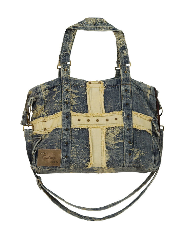 Damage Denim Square Vintage Washed Bag