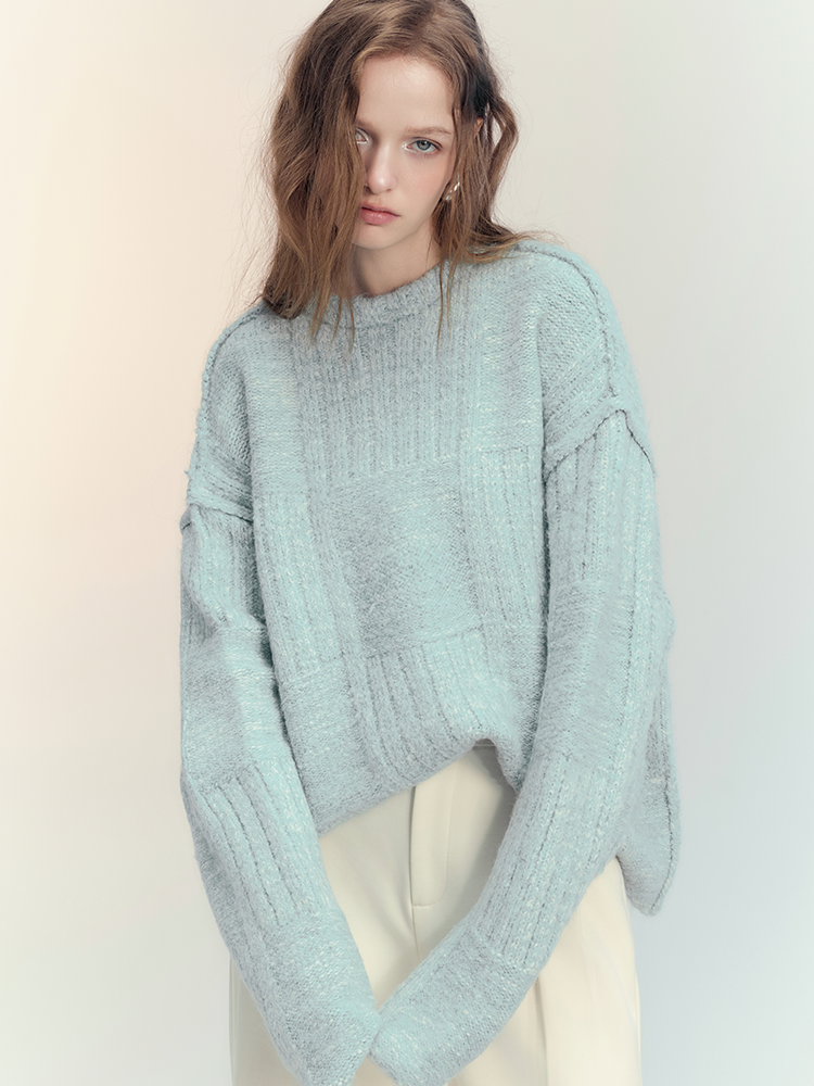 Oversize Loose Simple Chic Retro Crew-Neck Knit