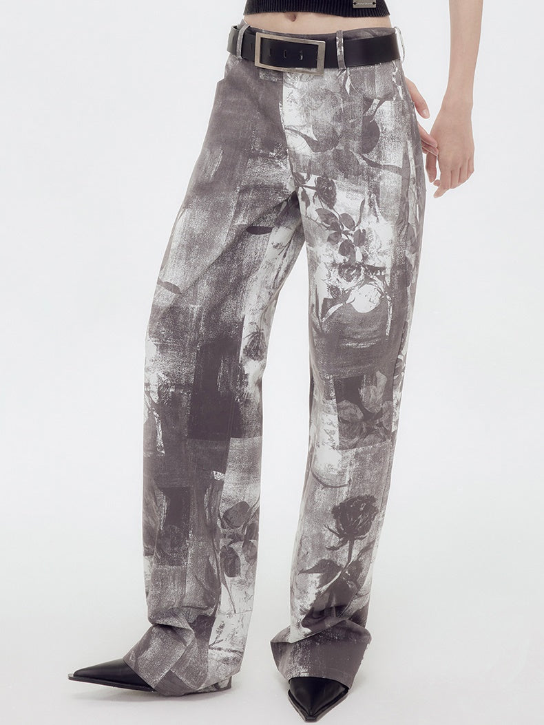 Flower Retro Chic Silhouette Wide-Pants