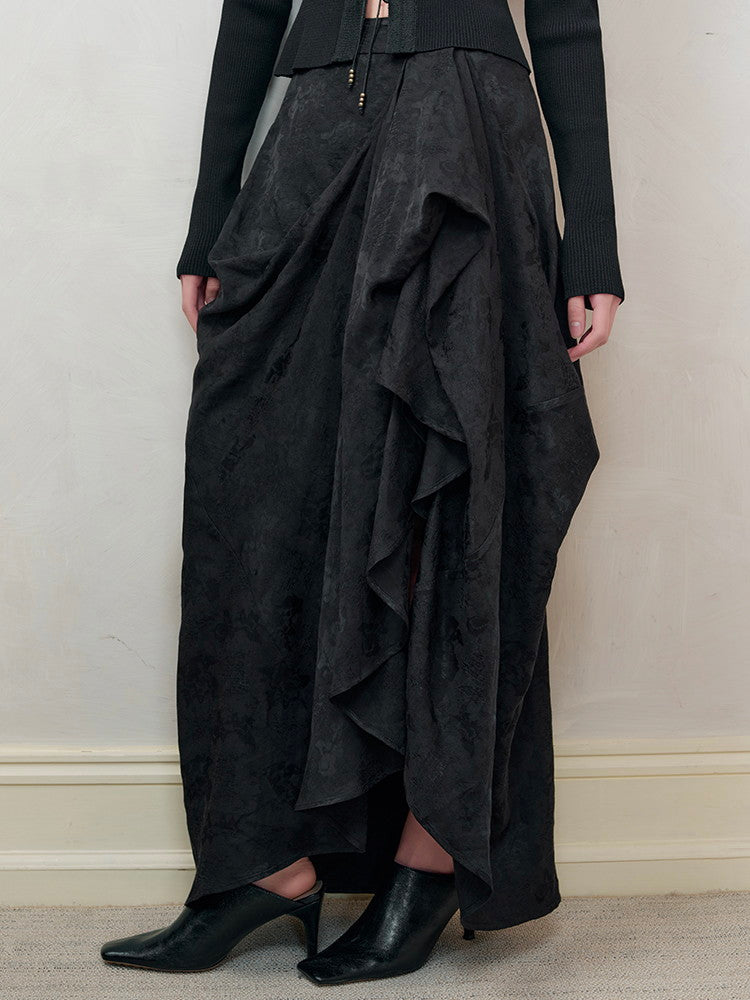 Drape Long Chic Asymmetry Hem Long-Skirt