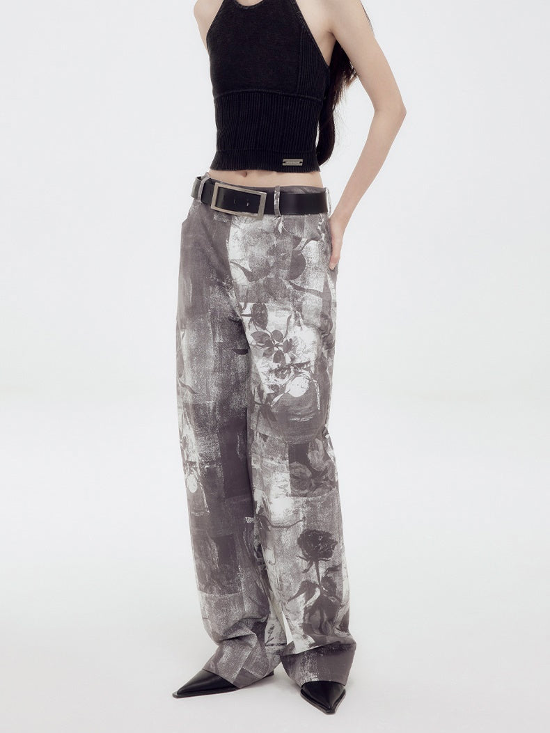 Flower Retro Chic Silhouette Wide-Pants