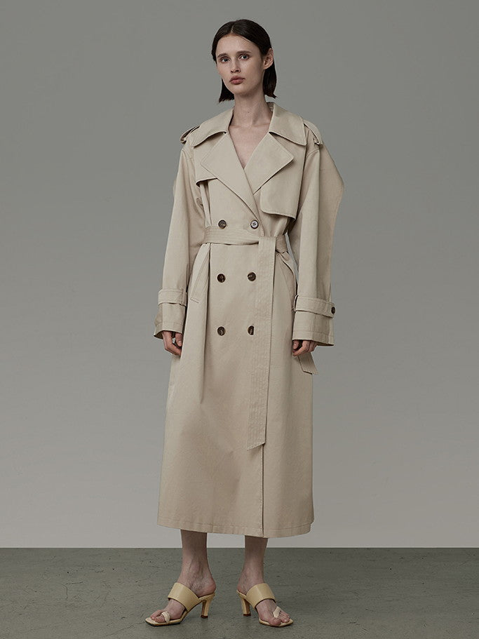 Long Formal Plain Classy Trench-Coat