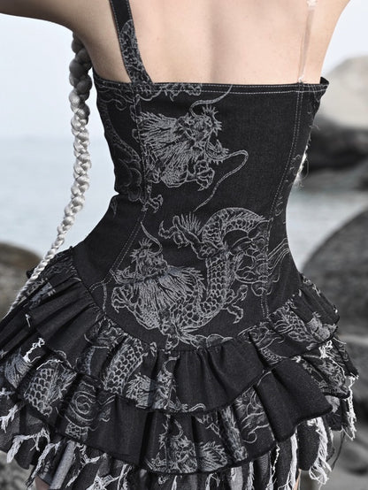 Gothic Body-conscious Fish-tail Denim-Dress