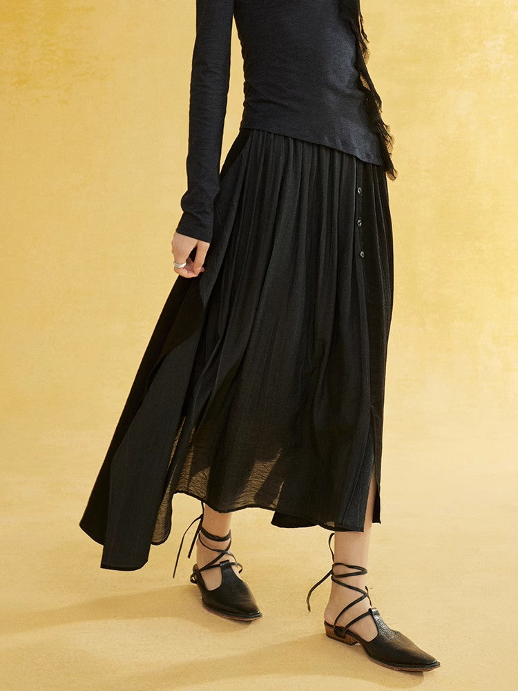 Tie-Dye Nichi Wrap Layered Natural Retro Long-Skirt