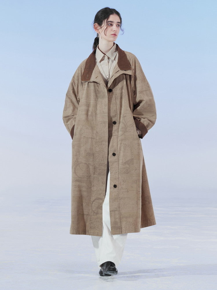 Stand-Collar Letter Chic Modest Retro Spring Long-Coat