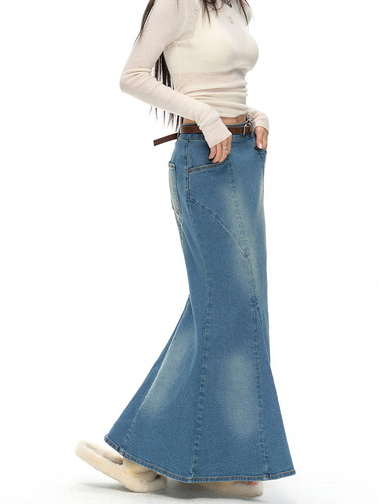 Denim Elegant Casual Curve Mermaid-Skirt