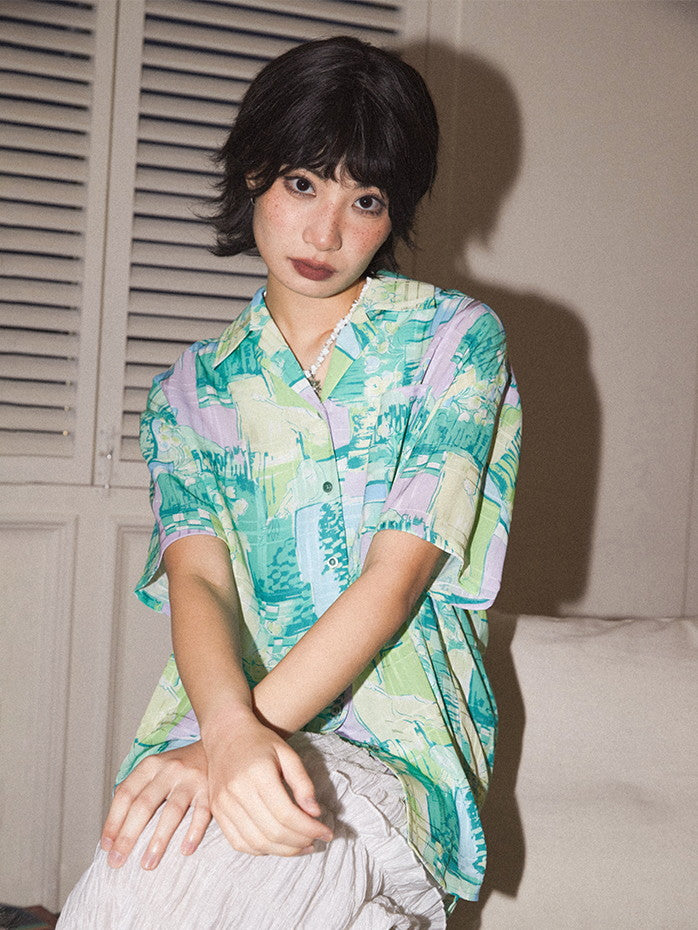 Refreshing Oversize Handwrite Flower Shirt