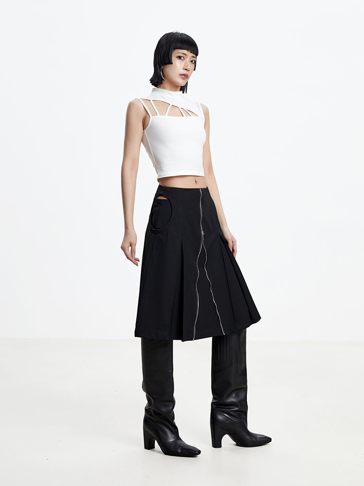 Nichi Asymemtry Cropped Tight Cut Sew