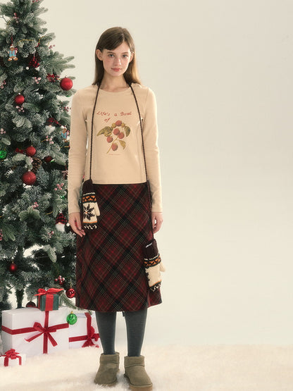 Slim Winter Christmas Round-Neck Simple Cutsew