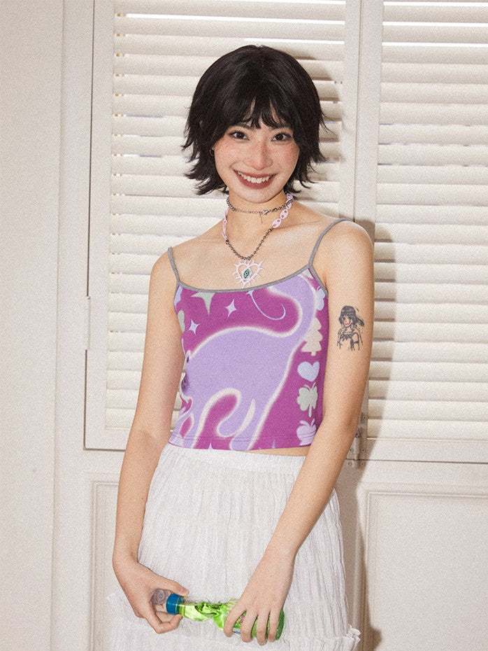 Cat Animal Colorful Fancy Camisole