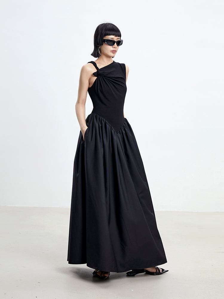 One-Shoulder Cross flauschig Nichi Long One-Piece