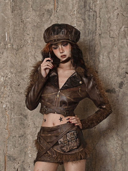 Leather Rock Belt Nichi Embroidery Hat Casket