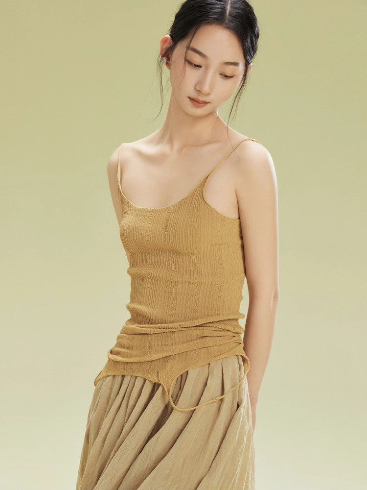 Damage Simple Slim Camisole Summer-Knit