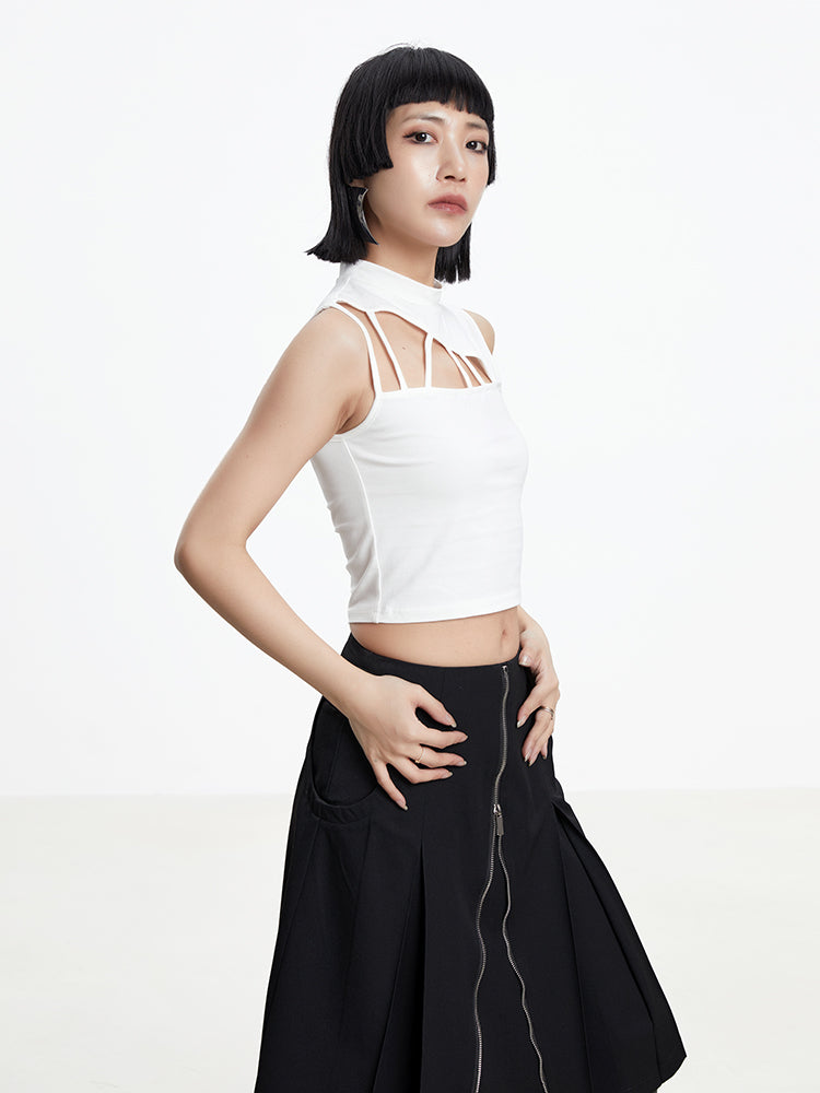 Nichi Asymemtry Cropped Tight Cut Sew