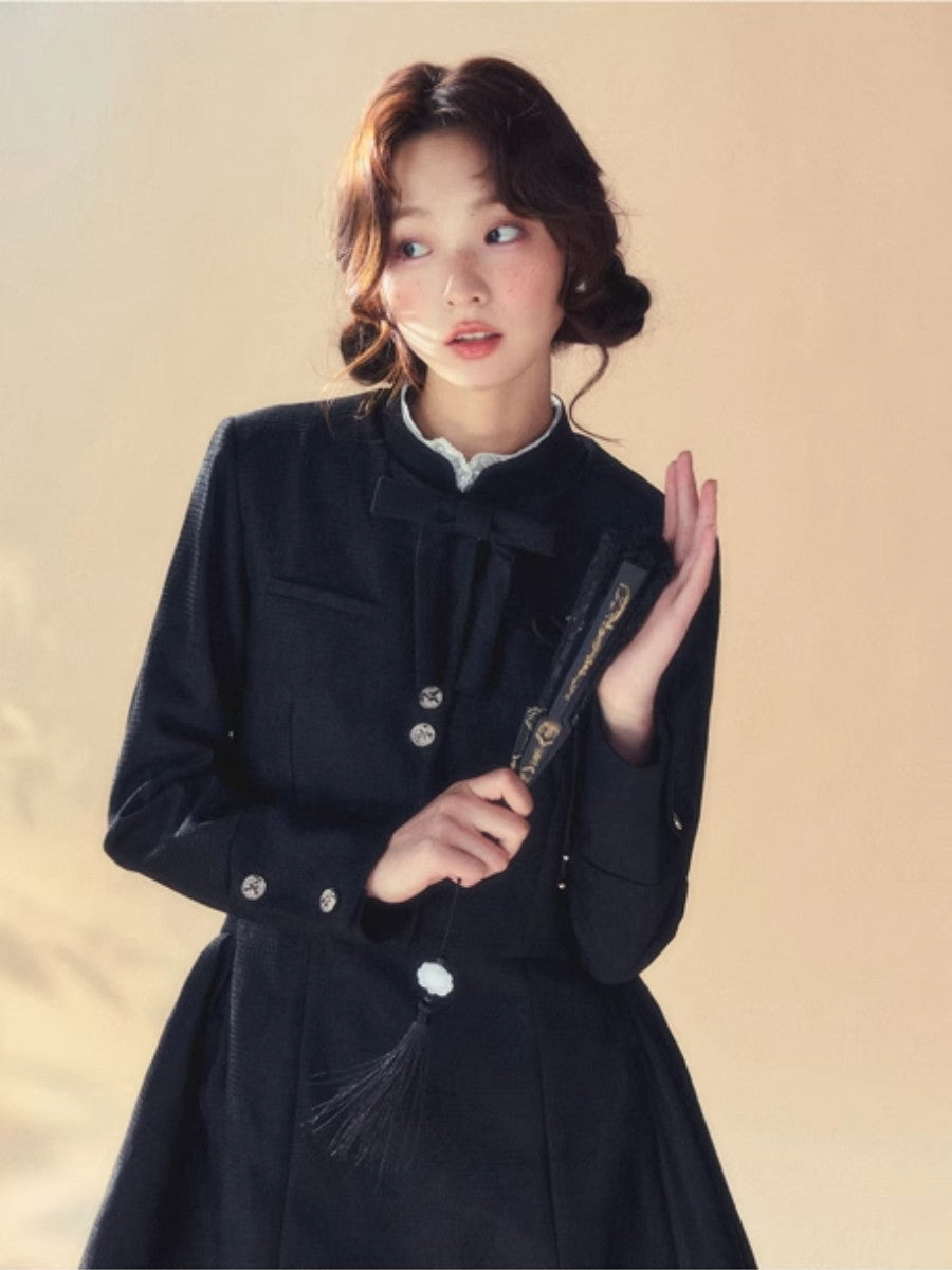 Set-Up Classy Chic Stand-Collar Jacket&amp;One-Piece