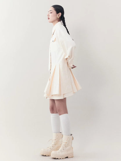 Oversize Back-Pleats Nichi Natural Tie Shirt