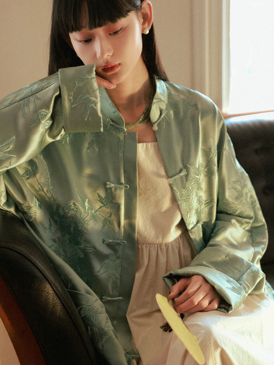 Embroidery Glossy China Flower Jacket