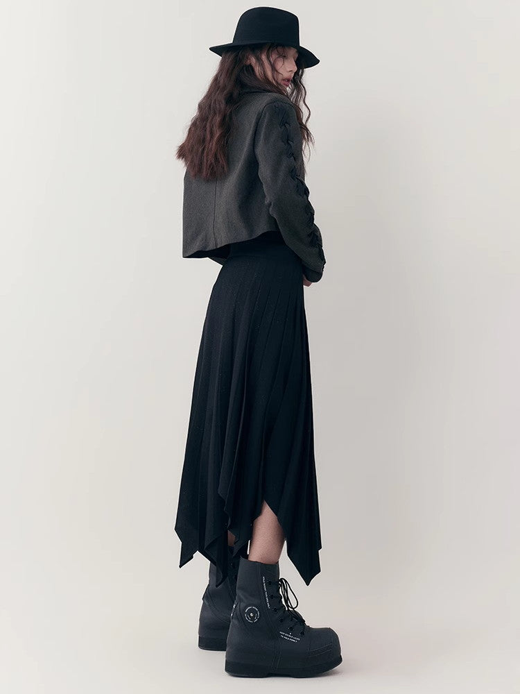 Asymmetry Long Plain Hem Long-Skirt