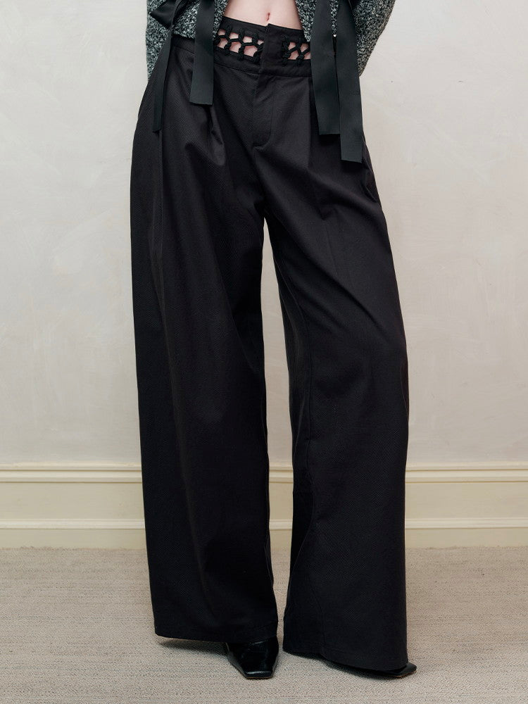 Loose Plain Handsomesimple Wide-Pants