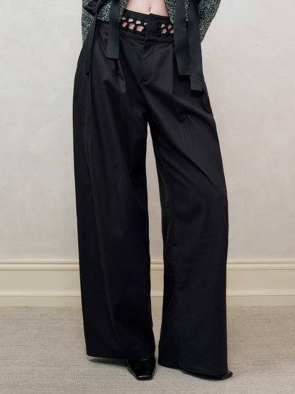 Loose Plain Handsomesimple Wide-Pants