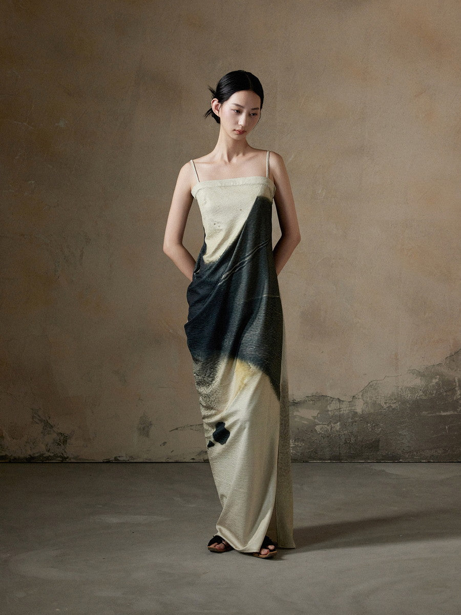 Gradation Asymmetry Elegant Long Camisole Dress