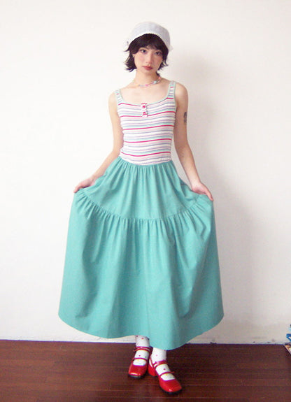 Tiered Flare A-Line Casual Plain Simple Skirt