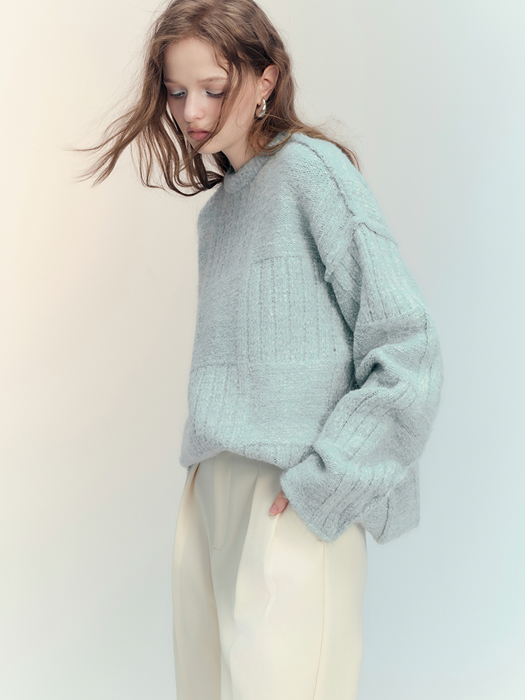 Oversize Loose Simple Chic Retro Crew-Neck Knit