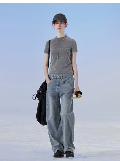 Denim pantalon simple lâché lâché droit lâché