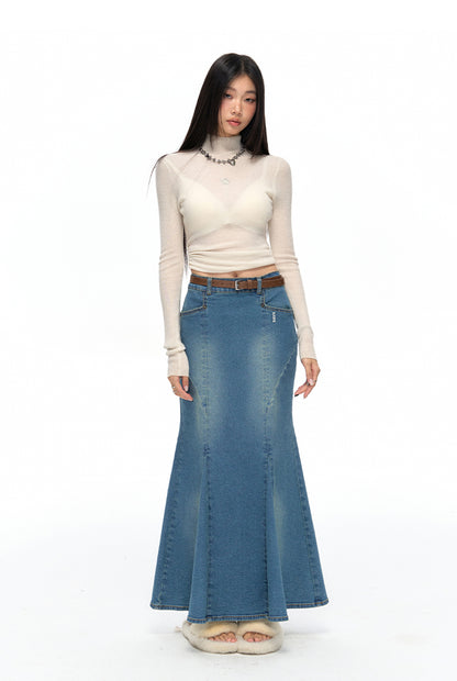 Denim Elegant Casual Curve Mermaid-Skirt