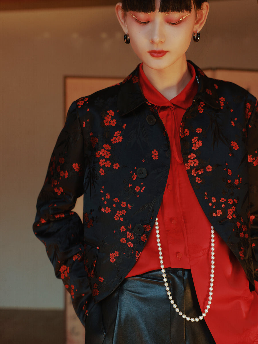 Embroidery Flower China Mao-Collar Chic Jacket